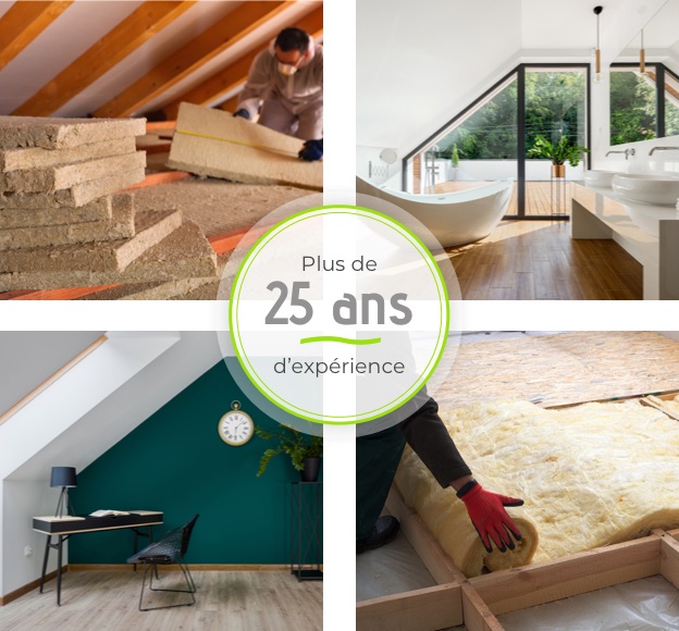 plusieurs photos de travaux d'isolation